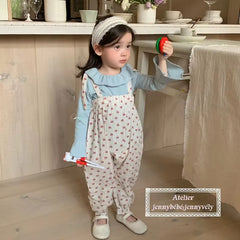 DotWhimsy – Baby Girl Cotton Tee & Printed Jumpsuit Set