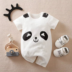 Newborn Baby Clothes Girl Boy White Bear Printing Cotton Jumpsuit Summer Short Sleeve Romper Toddler Pajamas One Piece Outfit