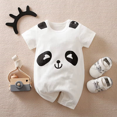 Cuddle Cub – White Bear Print Cotton Romper for Babies