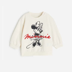 Minnie Magic: Cartoon Full-Print Sweatshirt and Pants Set for Girls