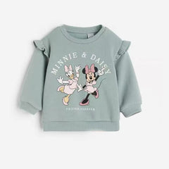 Minnie Magic: Cartoon Full-Print Sweatshirt and Pants Set for Girls