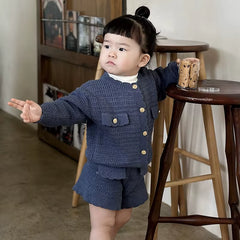 CozyChic – Knit Cardigan & Shorts Set for Toddler Girls