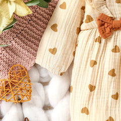 Sweetheart Days – Baby Girl Summer Cotton Jumpsuit with Bowknot & Love Print